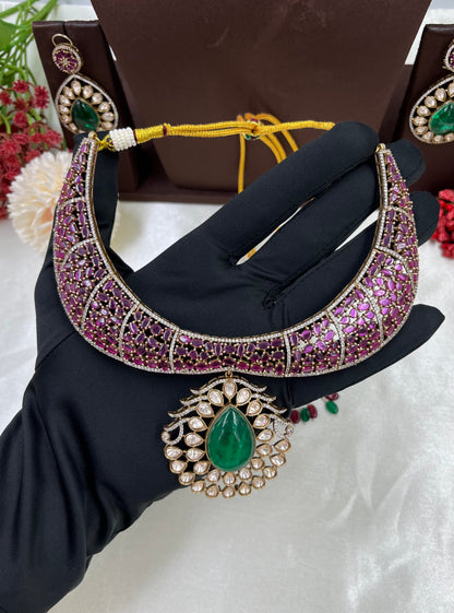 Gowri Premium Moissanite Kundan Necklace