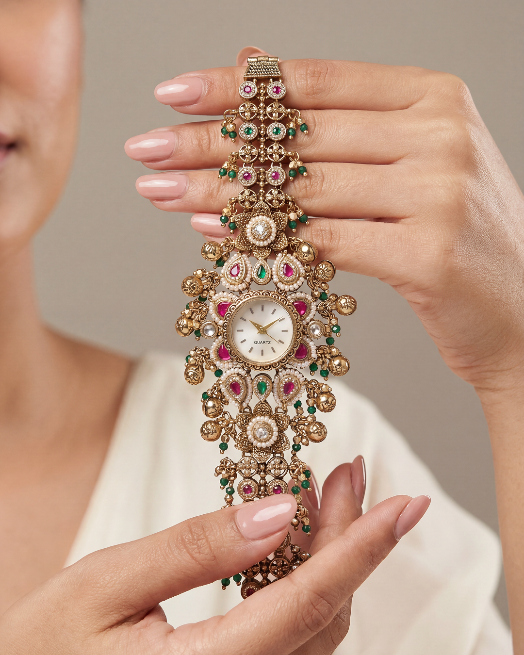 Shivani Pachi Kundan Watch