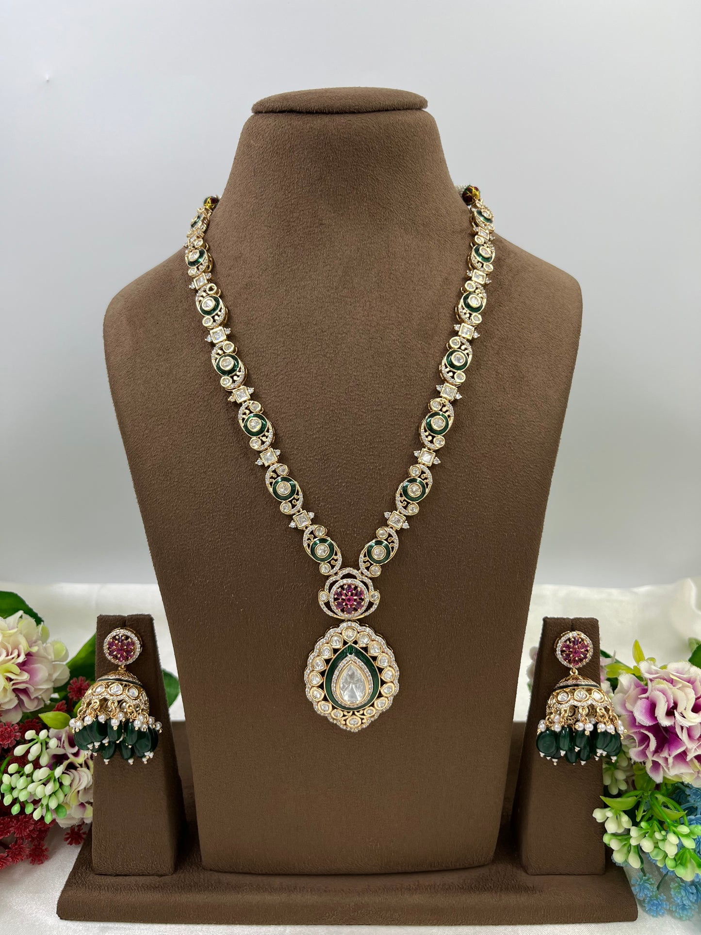 Shimmer root Premium Moissanite Kundan Necklace
