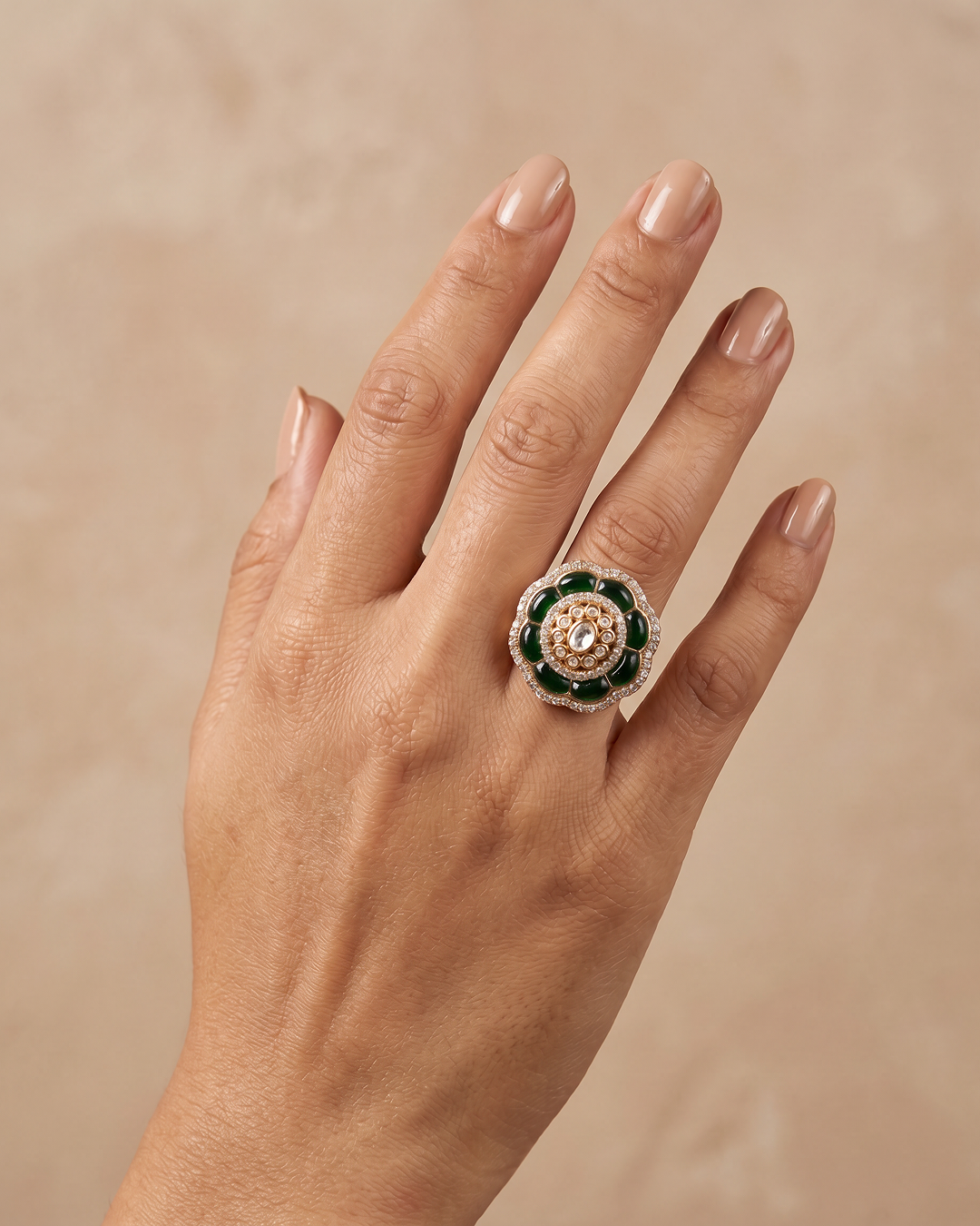 Zevira Moissanite Kundan Ring