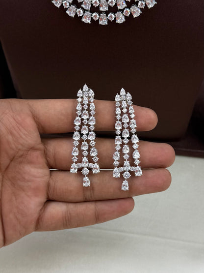 Shweta American Diamond Four Layer Necklace Set