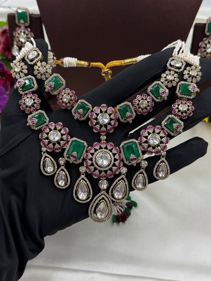 Vinita Victorian Moissanite Necklace Set
