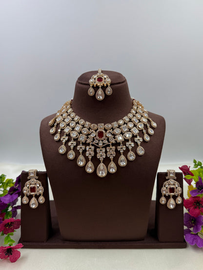 Veena Moissanite Semi Bridal Necklace