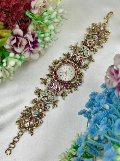 Mayuri Pachi Kundan Watch