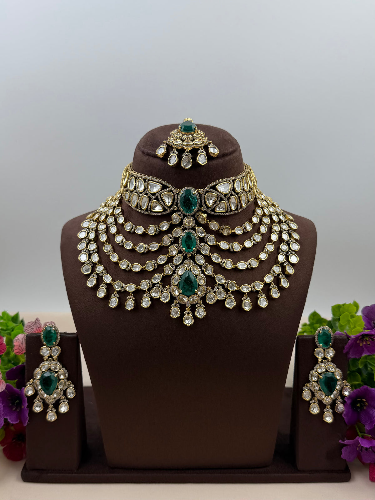 Parmeshwari Victorian Moissanite Choker Necklace Set