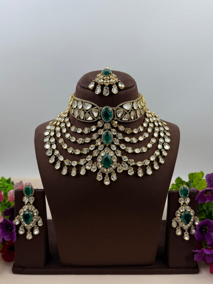 Parmeshwari Victorian Moissanite Choker Necklace Set