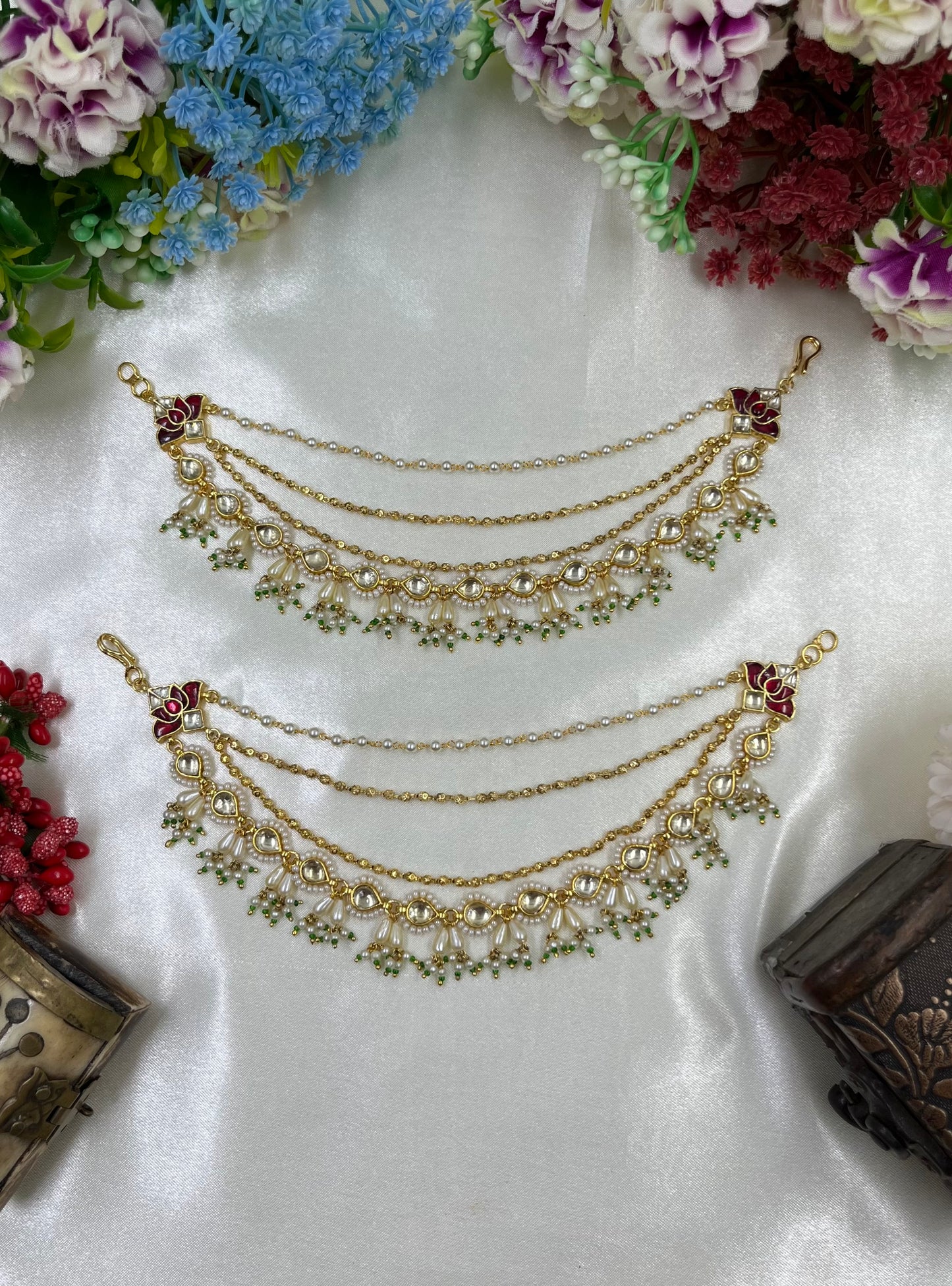 Sonki Premium Pachi Kundan Ear Chain