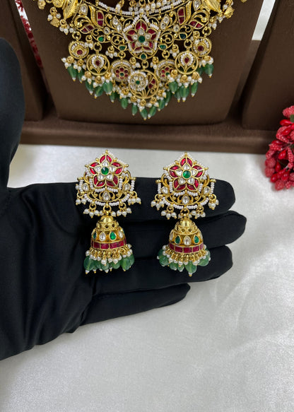 Rukmini Pachi Kundan Long Necklace
