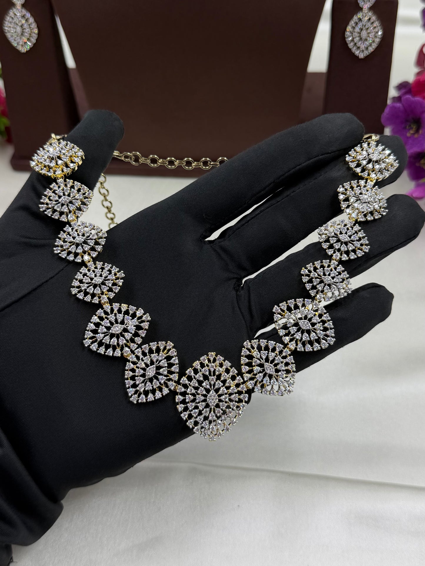 Esha Tow Tone American Diamond Necklace