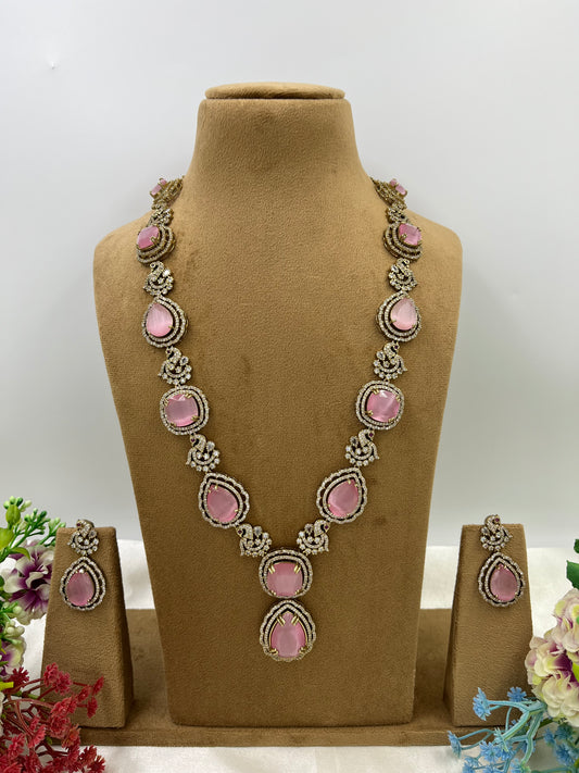 Delicate Pink Teardrop Long Necklace