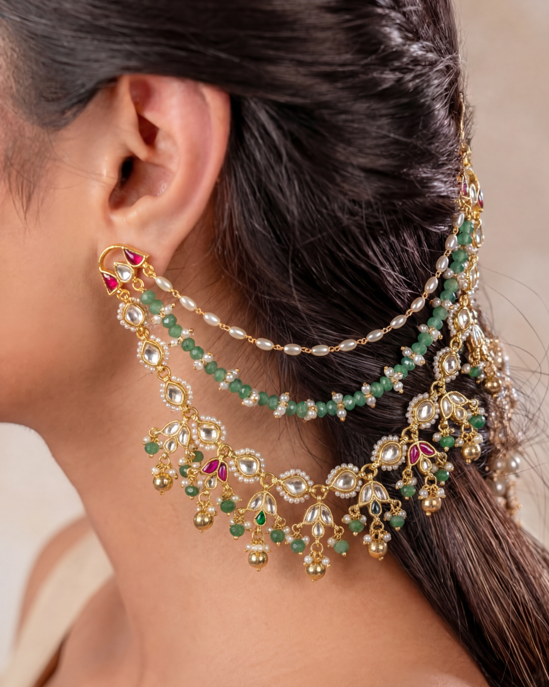 Juhi Pachi kundan Ear Chain