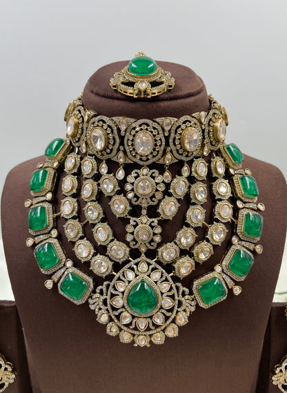 Noor Mahal Jaipuri Moissanite Kundan Choker Necklace