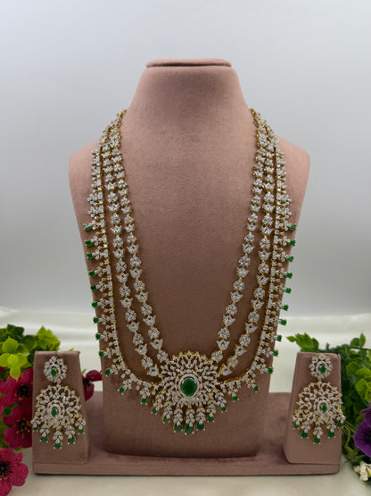 Anne American Diamond Two Tone Long Necklace Set