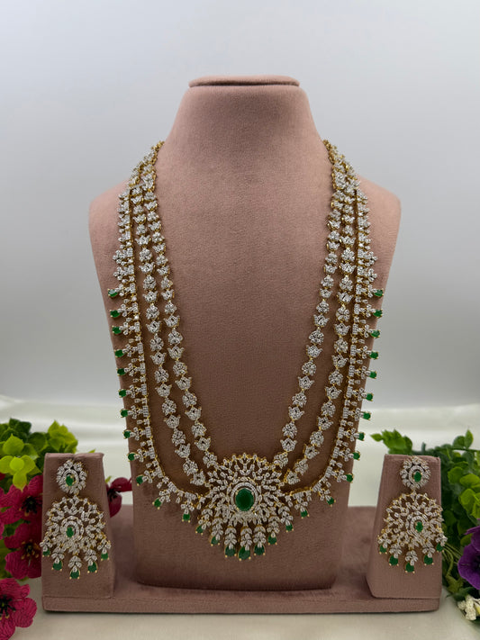 Anne American Diamond Two Tone Long Necklace Set