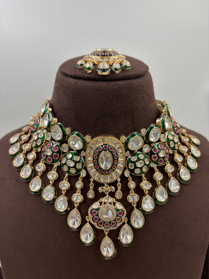 Naayab Vilasa Choker Moissanite Kundan Necklace.