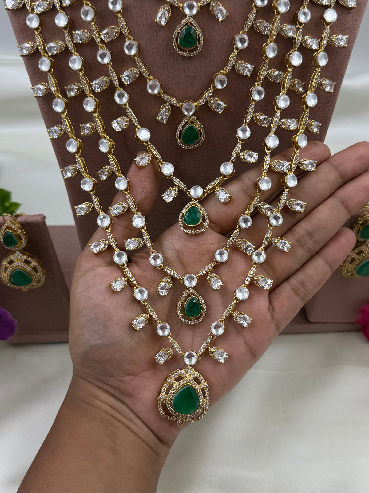 Indrani Victorian Three Layered Long Necklace Set