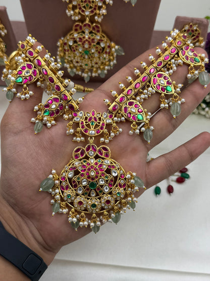 Padmavati Pachi Kundan Combo Necklace Set