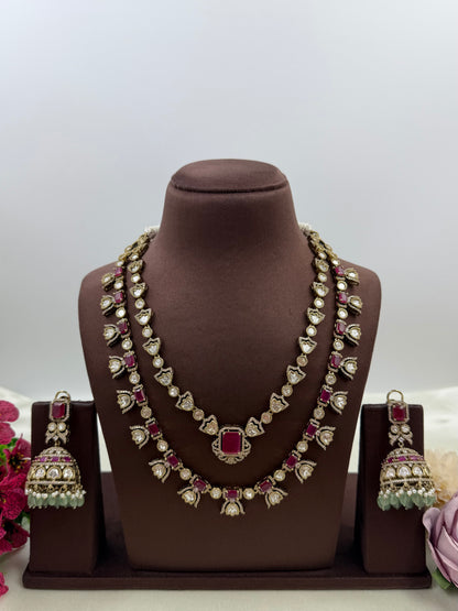 Yogita Premium Double Layer Semi Long Necklace Set