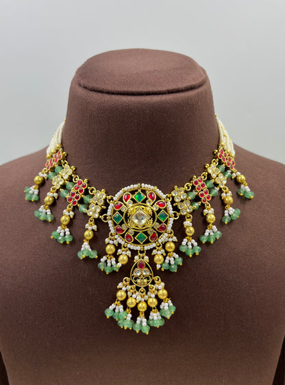 Prisha Pachi Kundan Premium Necklace