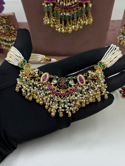 Dipti Pachi Kundan Combo Set