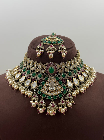 Utkarsha Victorian Moissanite Choker Necklace Set
