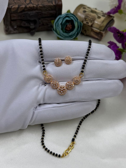 Floral Disc Rose Gold Mangalsutra With Tops