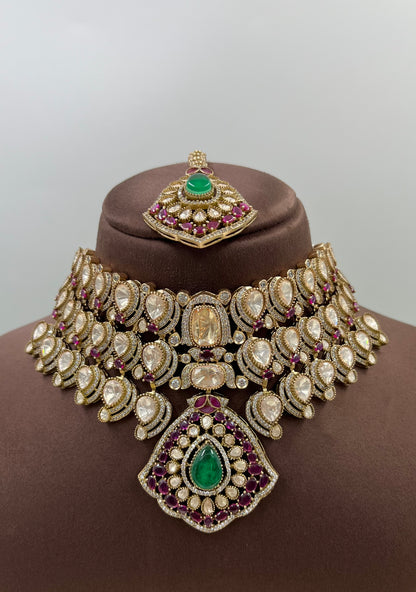 Leena Moissanite Choker Semi Bridal Set