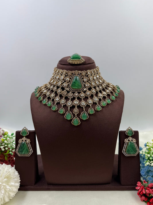Rukmini Jaipuri Kundan Premium Choker Necklace Set