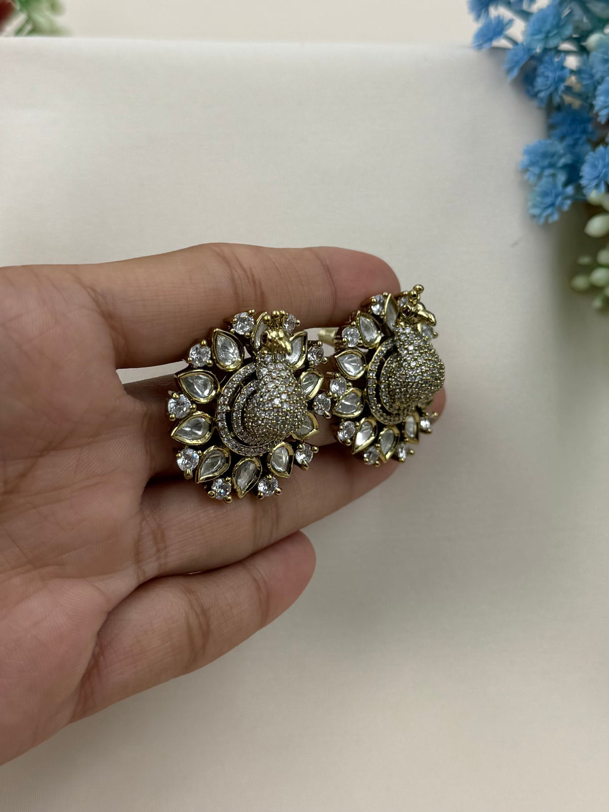 Alina Victorian Moissanite Peacock Earring