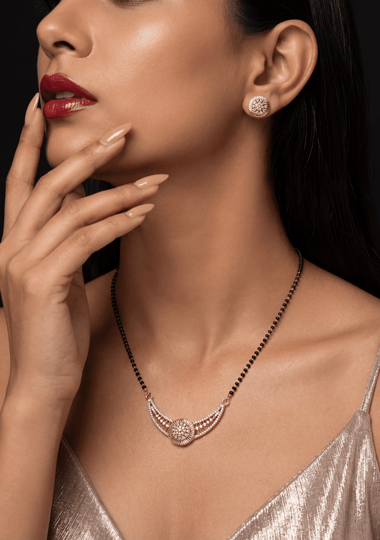 Elegant Rose Gold Mangalsutra With Tops