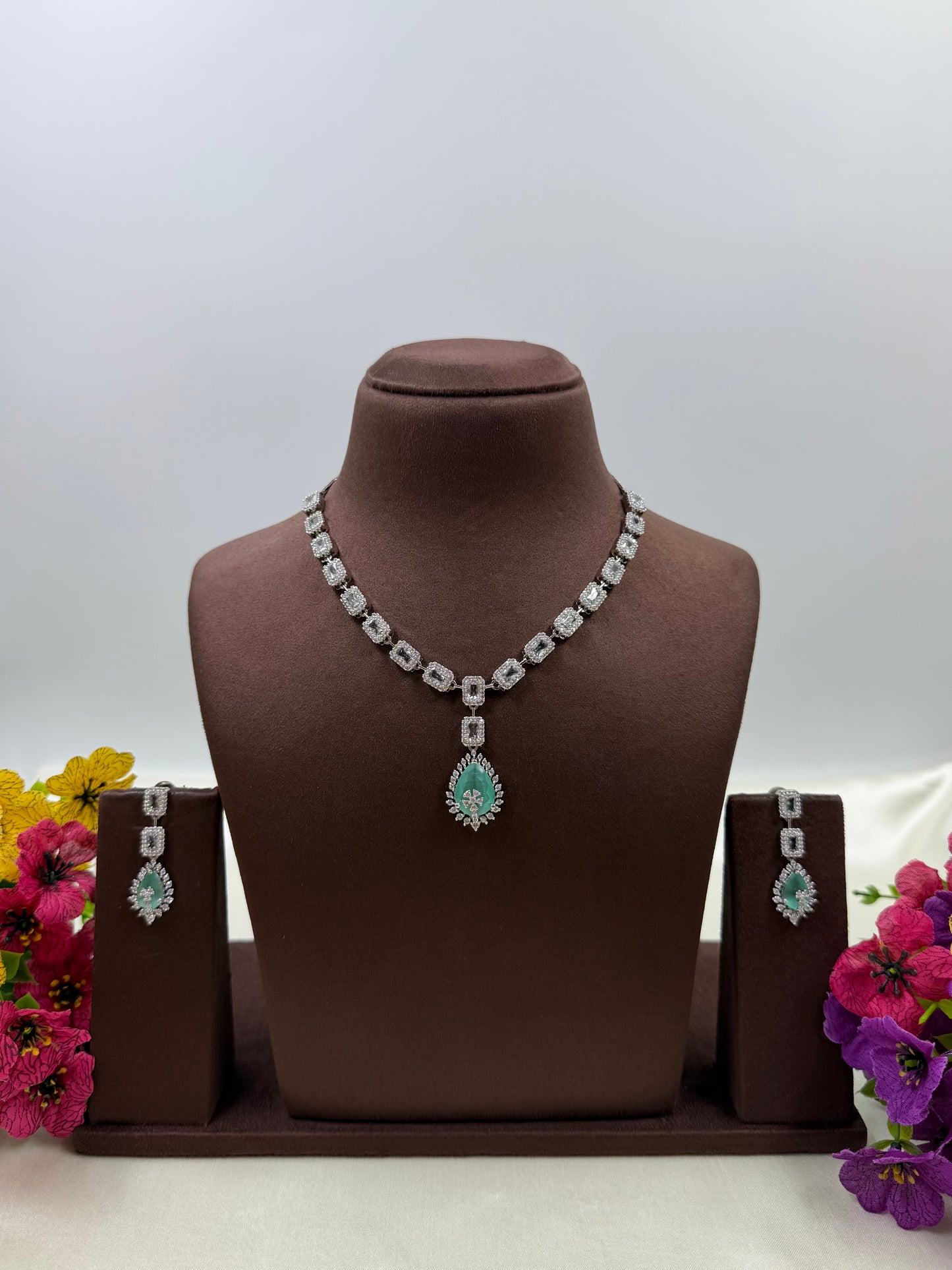 Suvarna Delicate American Diamond Necklace ￼