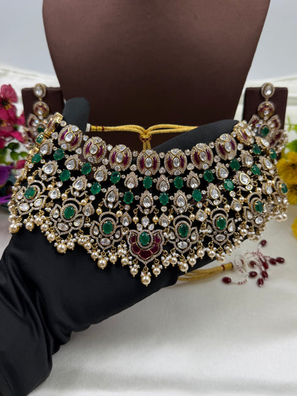 Deepa Victorian Moissanite Choker Necklace Set
