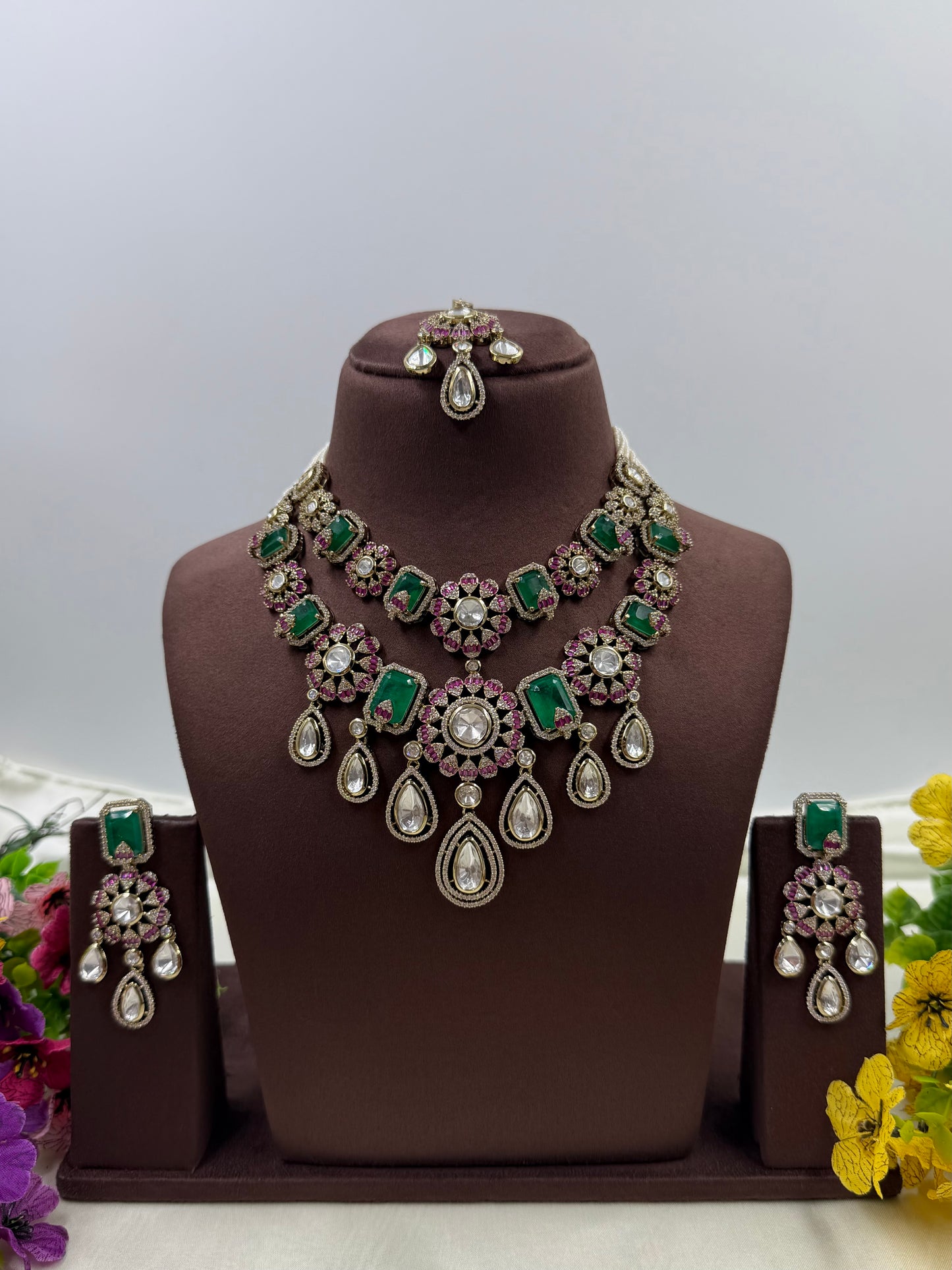 Vinita Victorian Moissanite Necklace Set