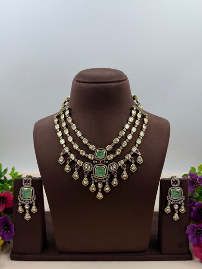 Trisha Three Layer Victorian Moissanite Necklace Set