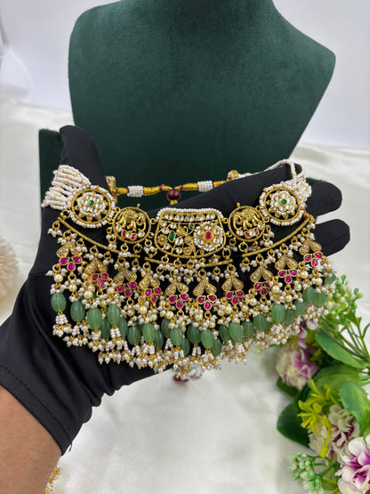 Rudrika Premium Pachi Kundan Necklace