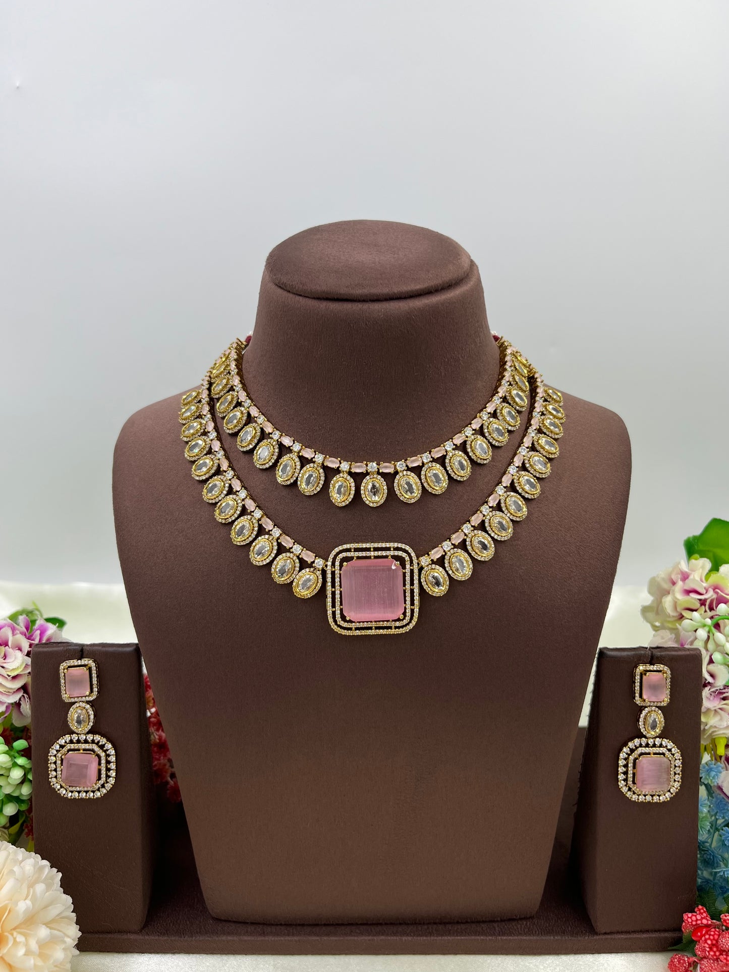 MINA VICTORIAN DOUBLE LAYERED NECKLACE SET