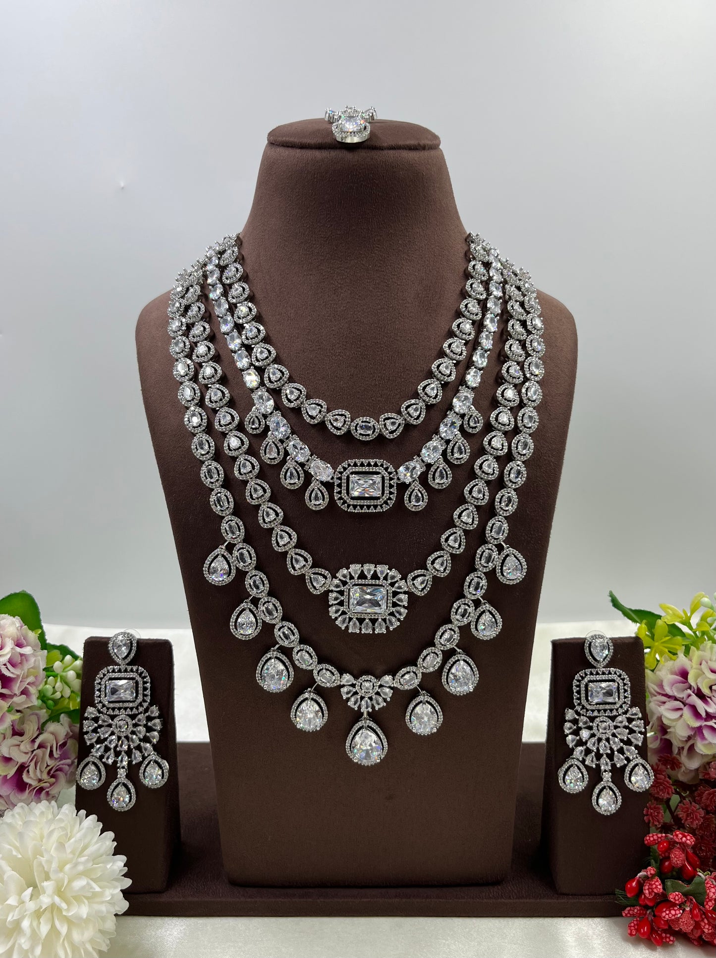 Chitra American Dimond Long Necklace Set