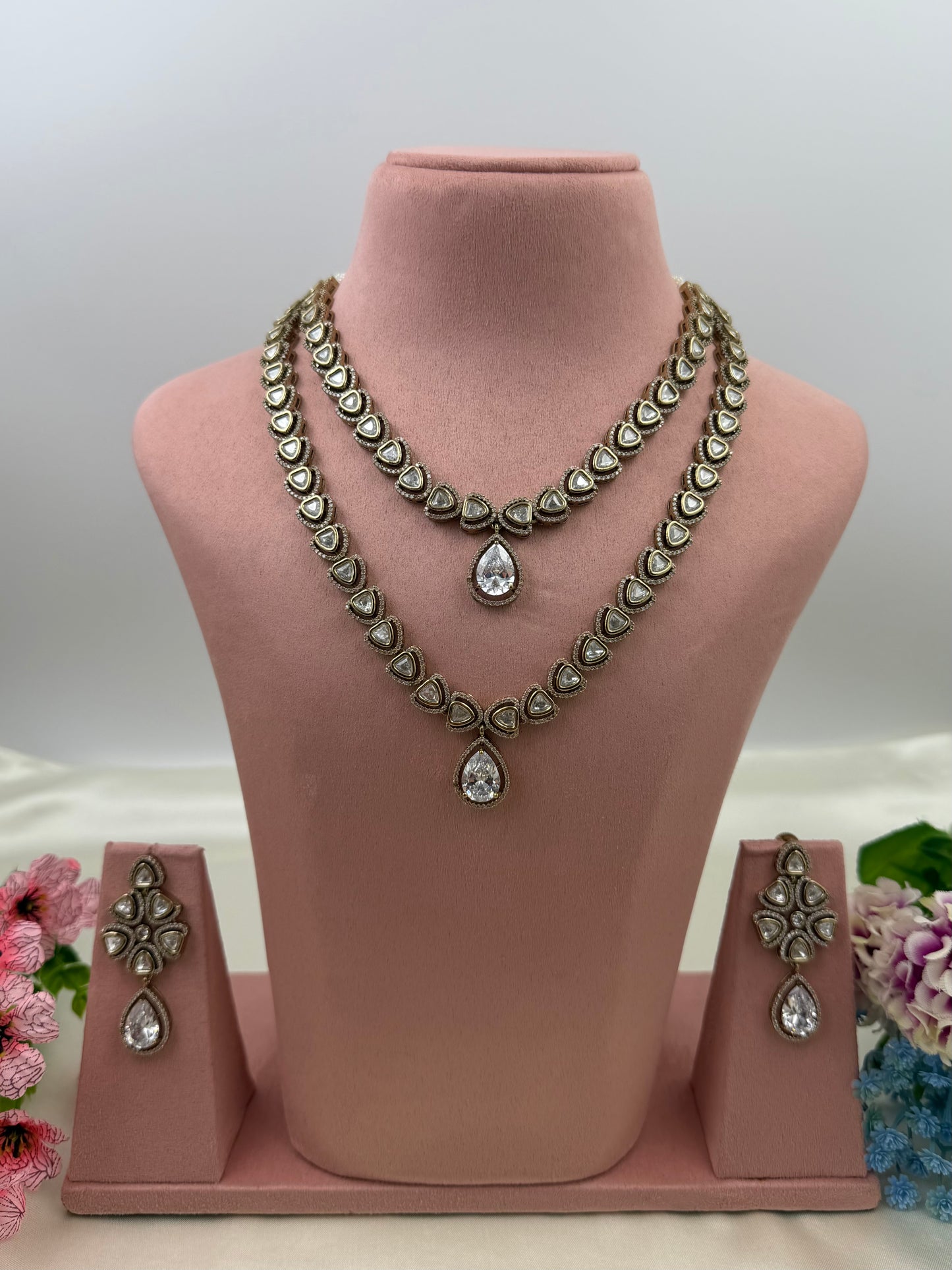 Viha Premium Victorian Double Layer Necklace Set