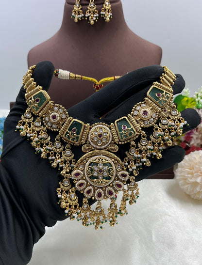 Reena Heritage Antique Gold Necklace