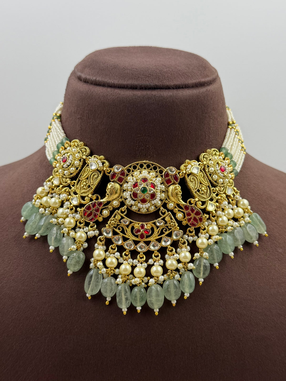 Ayesha Heritage Pachi Kundan Choker Necklace Set