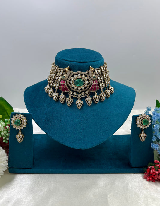 Rubani Jaipuri Kundan Necklace Set