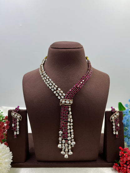 Rukmini Jaipuri Moissanite Kundan Necklace