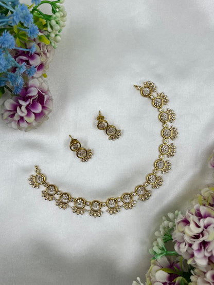 Fiona Delicate Golden Necklace Set - WHITE - Necklace