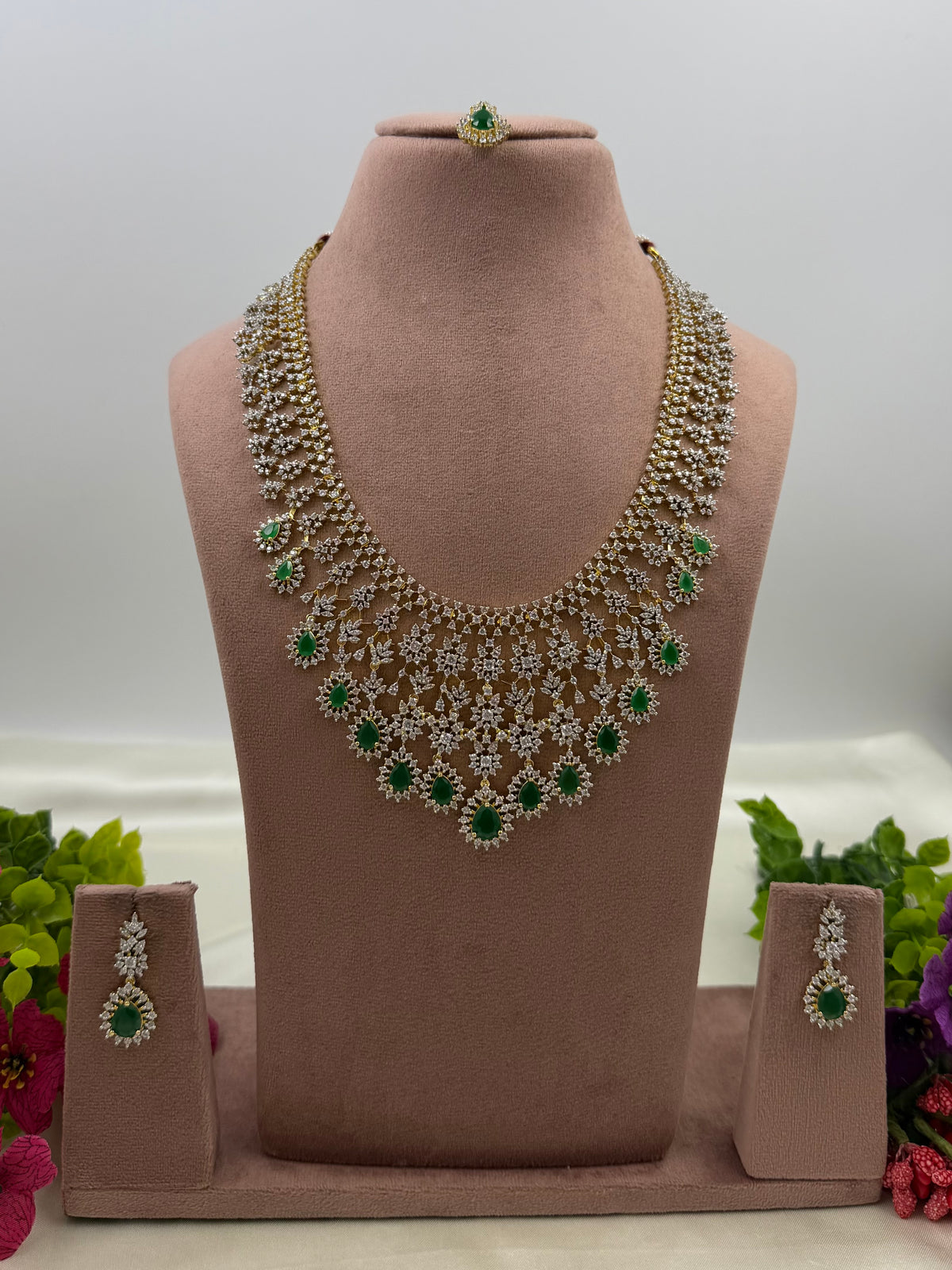 Eloise American Diamond Two Tone Necklace Set