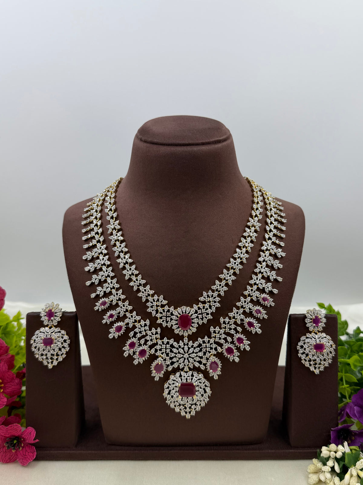 Georgina American Diamond Two Tone Necklace Set