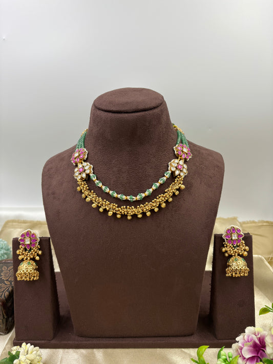 Rishika Premium Antique Gold Necklace Set