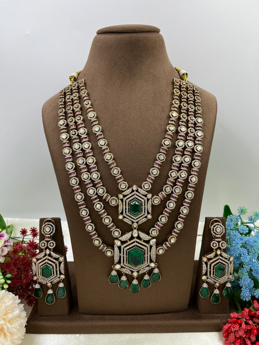 Sarojini Premium Moissanite Kundan Long Necklace