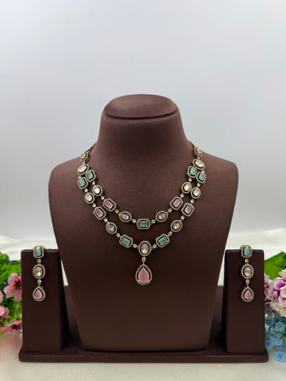 Megha Victorian Double Layer Necklace Set