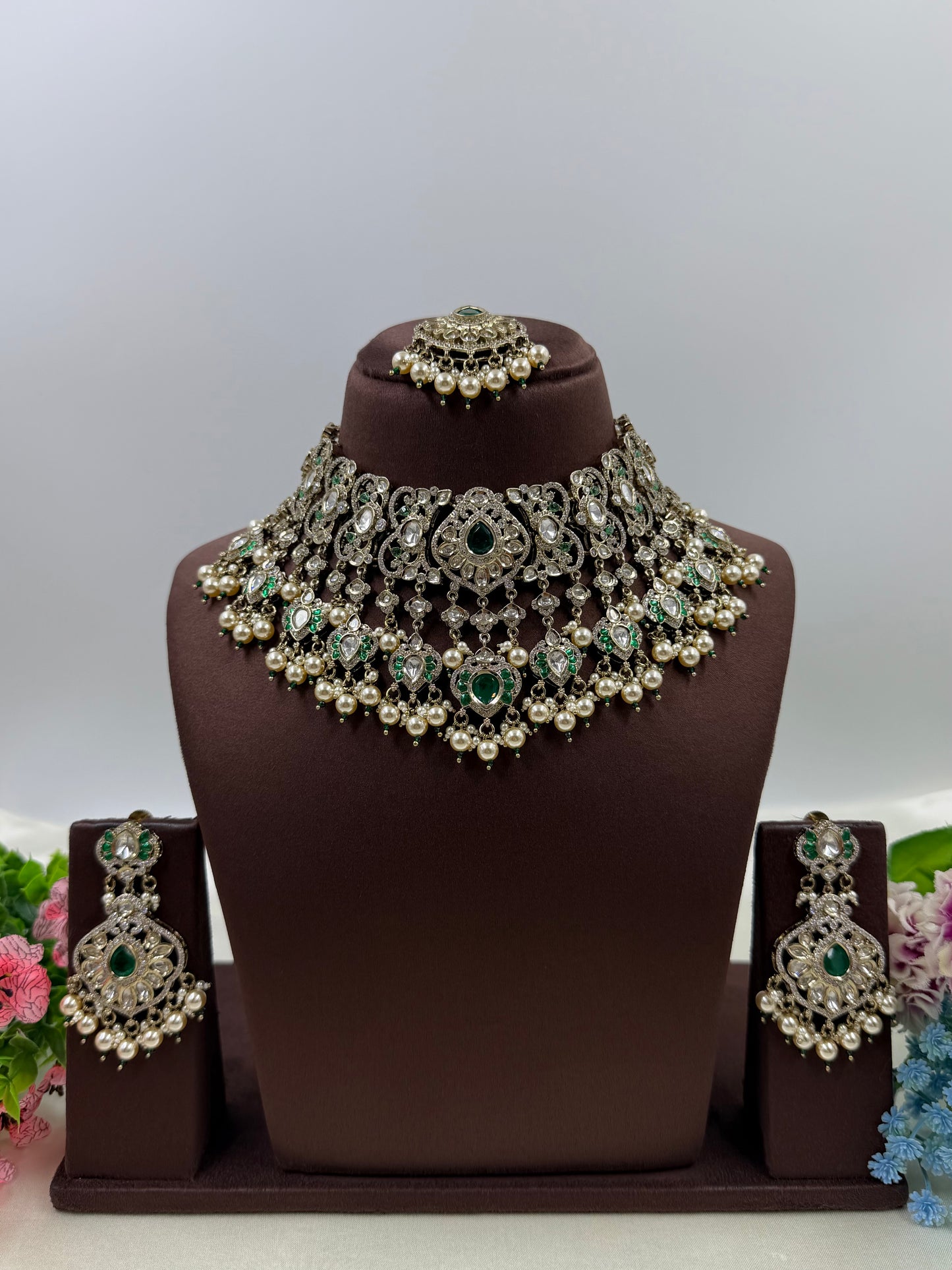 Prapti Premium Moissanite Victorian Choker Set
