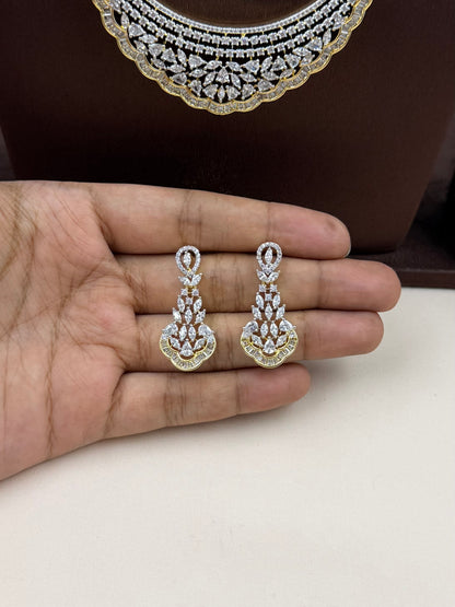 Ele American Diamond Two Tone Necklace Set